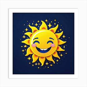 Lovely smiling sun on a blue gradient background 17 Art Print