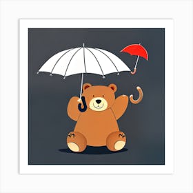 Teddy Bear With Umbrella Art Print