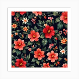 Fabrics With Floral Pattern Background 2 Art Print