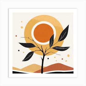 Sun And A Tree Art Print