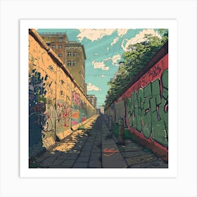 Berlin Wall Graffiti Alley 1 Art Print