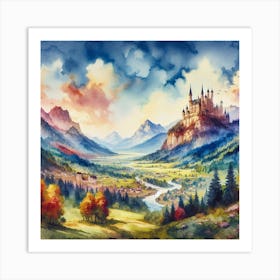 Watercolor Of A Castle 1 Art Print