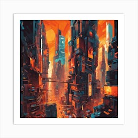 Dystopian World Cubism Style Art Print