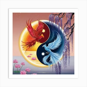 Yin Yang Bird Art Print