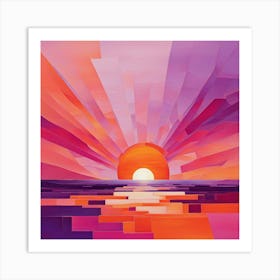 Sunset Over The Ocean 21 Art Print