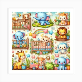 Baby Animals Set Art Print