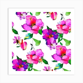 Watercolor Floral Pattern 1 Art Print