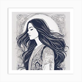 Woman With Long Hair Art Print