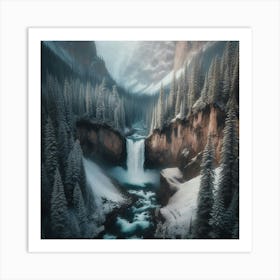 Waterfall Snow1 Art Print