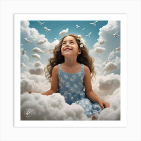 Girl in clouds Art Print