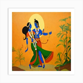 Radha And Krishna Art Print