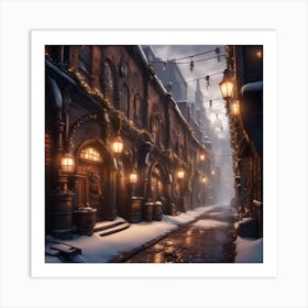 Steampunk Christmas Alley Art Print