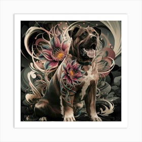 Dog With Tattoos Art Print