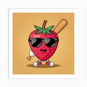 Strawberry With Baseball Bat Art Print