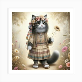 Cat In A Dress Art Print