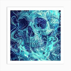 Blue Skull 4 Art Print