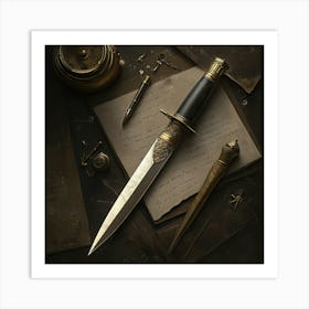 Knife On A Table Art Print