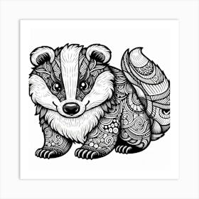 Line Art badger Art Print