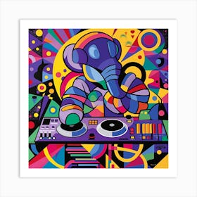 Dj Elephant Art Print