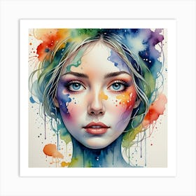 Watercolor Of A Girl 24 Art Print