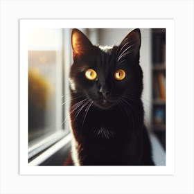 Black Cat With Yellow Eyes 2 Art Print