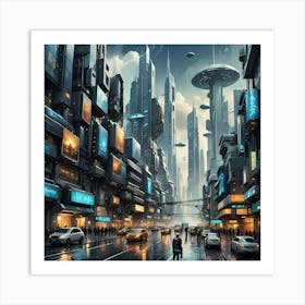 Busy City Streets Art Print