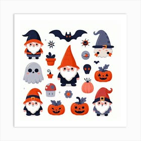 Halloween Gnomes - Cute Vector style Illustration Art Print