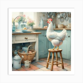 Chicken In The Kitchen 1 Art Print