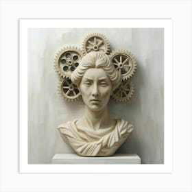 Lady With Gears Art Print