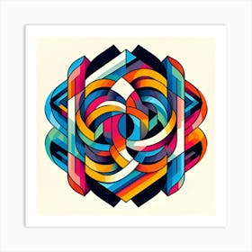 An Abstract Digital Art Piece Consisting Of Overlapping Geometric Shapes Art Print