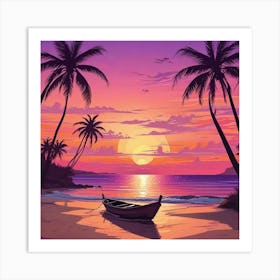 Palm Tree Sunset Art Prin (5) Art Print