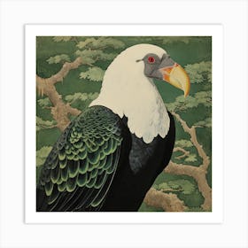 Ohara Koson Inspired Bird Painting California Condor 2 Square Art Print