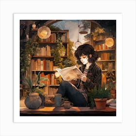 Girl Reading A Book Art Print