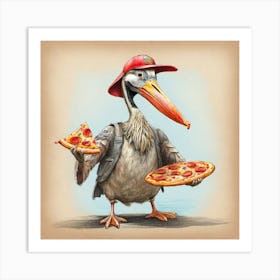 Pizza Pelican 1 Art Print