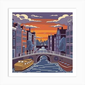 Sunset In Amsterdam Art Print