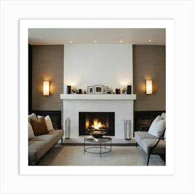 Modern Living Room With Fireplace 24 Art Print