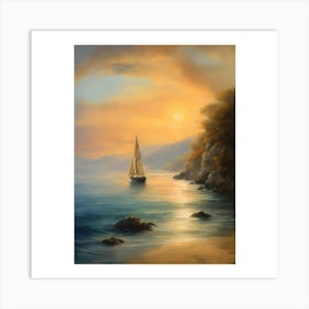 Sailboat At Sunset 1 Art Print