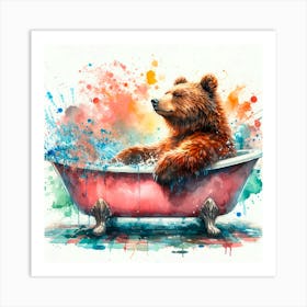 Bear In Bathtub Art Print