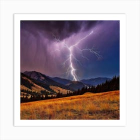 Impressive Lightning Strikes In A Strong Storm 18 Art Print