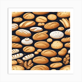 Bread Seamless Pattern 1 Art Print