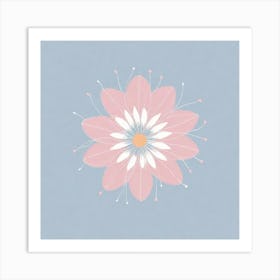 A White And Pink Flower In Minimalist Style Square Composition 731 Art Print