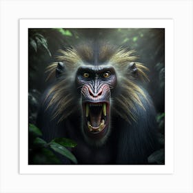 Baboon In The Jungle 1 Art Print