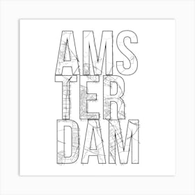 Amsterdam Street Map Typography Square Art Print