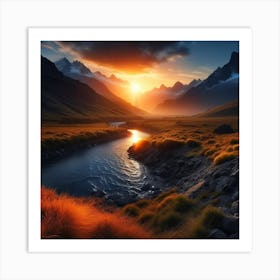 Sunset In The Mountains 1 Art Print