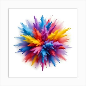 Colorful Paint Explosion On White Background 2 Art Print