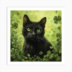 Shamrock Cat Art Print