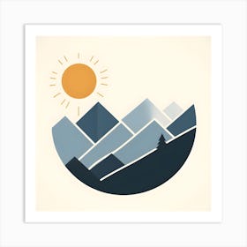 Mountains And Sun Art Print