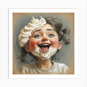 Little Girl With Whipped Cream Art Print