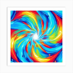 Colors Neon Green Electric Blue Bold Orange pattern Spiral Shapes And Swirls Resembling, good looking ,Elegant look , attracting colors combination Art Print