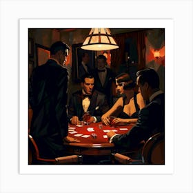 Elegance and Bluff: The Velvet Room Showdown Art Print